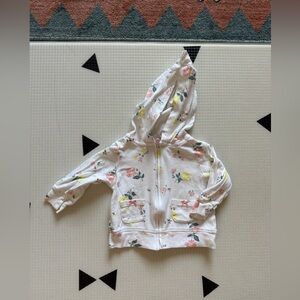 Carters|Baby girl white zip hoodie with ditsy floral pattern,6 months•••boho